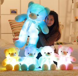 30cm 50cm cute bear doll plush Colorful Glowing Teddy Bear Luminous Plush Toys Kawaii Light Up LED Teddy Bear Stuffed Doll Kids Ch9839546