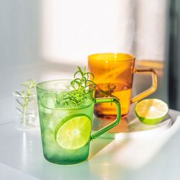 Nordic Instagram Simple High Boron Silicon Coffee Cup Hot Drink Creative Colored Glass Retro Beverage Tea Mark Cup