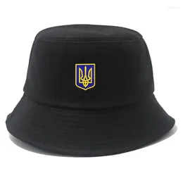 Berets Embroidery Ukrainian Logo Spetsnaz Ukraine Special Forces Military Cotton Bucket Hat Black White Unisex Fashion Caps Men Women