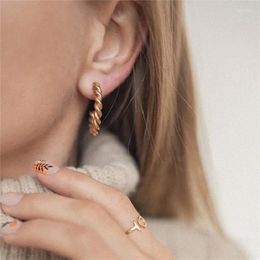 Stud Earrings 14K Gold Plated Croissant Twisted Round Hoop Chunky For Women And Girl Gift Her