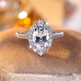 Wedding Rings Pear Cut White Zircon Water Drop Stone For Women Rose Gold Silver Colour Oval Bands Promise Engagement Ring Jewellery