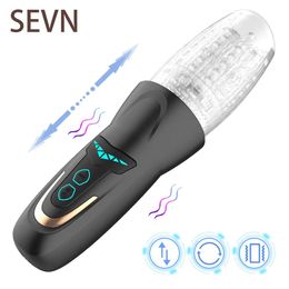 Automatic Masturbators For Men Telescopic Rotating Vibrator Glans Penis Massager Lasting Delay Sex Toys Adult Male Masturbar Cup 240105