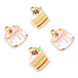 Pendant Necklaces 10PCs Enamel Sweet Cake Charms Gold Colour Metal Multicolor Pendants DIY Making Necklace Earrings Jewellery Finding 18mm X