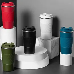 Water Bottles Plastic Spray Seamless Three-Generation Coffee Cup 304 Vacuum Stainless Steel Leather Cover Car Office Insulation