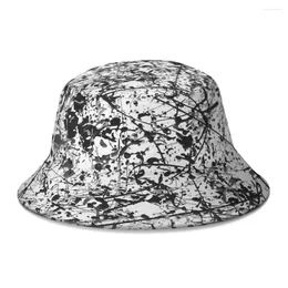 Berets Mijumi Pollock Black And White Graffiti Cool Art Bucket Hat For Women Men Students Foldable Bob Fishing Hats Panama Cap Autumn