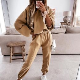 Women's Tracksuits Formal Pants Women Petite 2 Piece Outfits Casual Long Sleeve Pullover Hooded Solid Set Womens Evening Pant Suits