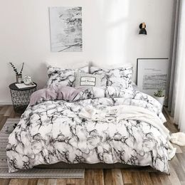 Mirco Fibre Marble Print Bedding Set Nordic Duvet Cover Set Double Bed Home Soft Comfortable Quilt Cover 1/2pcs Pillowcases 240105