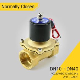 Normally Closed Brass Electric Solenoid 3/8 1/2 3/4 1 DN10/15/20/25/32/40 Pneumatic For Water Oil Air 12V 24V 220V 240104