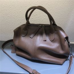 First Layer Cowhide Women Handbags Soft Real Genuine Leather Tote Shoulder Bags Ladies Boston Crossbody Bag 240104