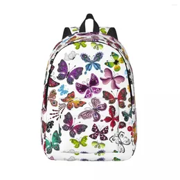 School Bags Butterfly Pattern Backpack Elementary High College Student Colorful Butterflies Bookbag Teens Daypack With Pocket