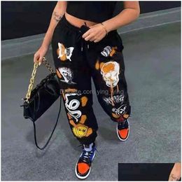 Women'S Pants Capris Woman Sweatpants Trousers Harajuku Jogger Cartoon Skl Print Streetwear Urban Sweat Vintage For Women Casual F Dh8Pl