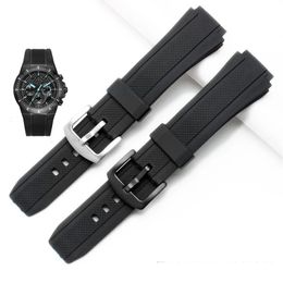 EF552 Black Silicone Rubber Sports Watch Strap For Casio Watchbands EF552D Men Bracelet Stainless Clasp 2520mm 240104