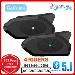 Cell Phone Earphones NOECI GoCom4 Motorcycle Intercom Bluetooth Headset For 4 Riders Group 1500m Full-duplex Interphone IP65 Music Sharing+ FMLF