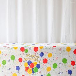 Table Cloth 2 Pcs Birthday Party Tablecloth Festival Runner Plastic Water Proof Balloon Print Cute Waterproof