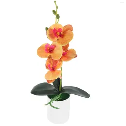 Decorative Flowers Bonsai Tabletop Decor Simulated Potted Flower Fake Artificial False Plant Realistic Orchid Plastic Desktop Faux