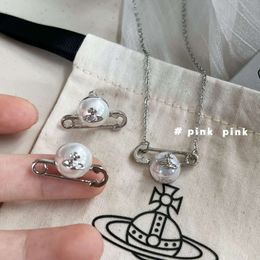 Viviennely Westwoodly Pearl Earrings Personalized Fashion Design Pins Earrings Popular High Earrings Elegant Earrings Female