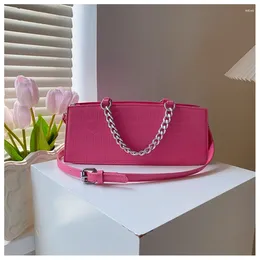 Evening Bags PU Rectangle Stone Shoulder And Hand Zipper Chains 2024 Fashion Women's Brand On Sale Bolso De Cadena Para Mujer