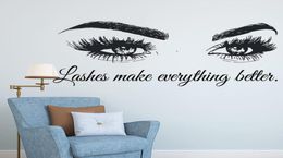 Sticker Eyelashes Lashes Extensions Decal Beauty Salon Quote Wall Decor Eye Eyebrows Make Up Art AY1075 Y200103 brows4291228