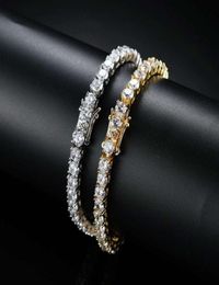 hip hop tennis diamonds chain bracelets for men fashion luxury copper zircons bracelet 7 inches 8 inches golden silver chains jewe6870580