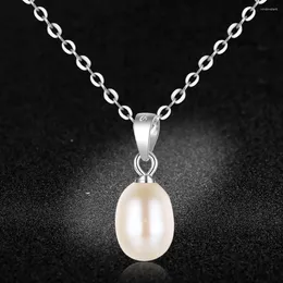 Pendant Necklaces Natural Freshwater Pearl Necklace Women's Charm S925 Sterling Silver Chain Collarbone Birthday Gift