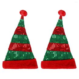 Berets 2pcs Fashion Sequin Santa Claus Paillette Christmas Hats Headdress Decorations Party Favours For Holiday