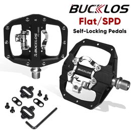 BUCKLOS Mountain Bike Pedals PD-M680 Dual Function Flat Lock Pedals Fit SPD 916'' Aluminum MTB Pedal Bike Part 240105