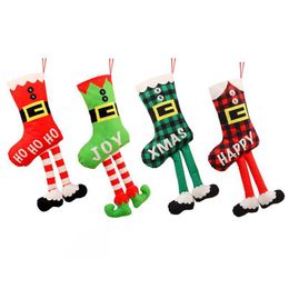 Christmas Decorations Gift Stocking Brushed Cloth Hanging Stockings With Long Legs Xmas Tree Fireplace Year Home Decoration Drop Del Dhxur