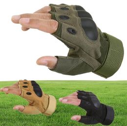 Sport Outdoor Tactical Gloves Army Airsoft Shooting Bicycle Combat Fingerless Paintball Hard Carbon Knuckle Half Finger Cycling Gl4095685