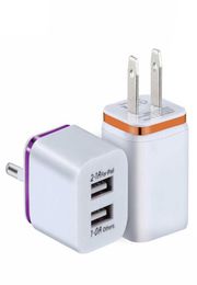 5V 211A Double USB AC Travel US Wall Charger EU Plug Dual Charger For Smart Phone Power Adapter Phnom Penh Plating Charging7021325