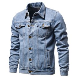 Spring And Autumn Korean Men's Jacket Elastic Cotton Motorcycle Sports Casual Classic Denim Clothing Street Quality Fashion Top 240105