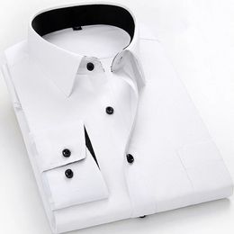 mens work shirts Brand soft Long sleeve square collar regular solid plain/ twill men dress shirts white male tops 240106