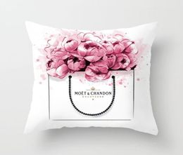 Home Decoration 4545CM Pillow Cover Hand Painted Flowers Perfume Camera Super Soft Chair Cushion Cover For Sofa Pillow Case1441154