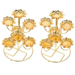 Candle Holders 2 Pcs Candlestick Holder For Decoration Lotus Shaped Candleholder Metal Religious Stand