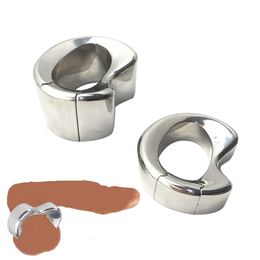 Stainless steel penis lock cock Ring Heavy Duty weight male metal Ball Stretcher Scrotum Delay ejaculation BDSM Sex Toy for men 240106