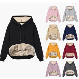 Gym Clothing Thick Plush Hoodies Women Sweater 2024 Winter Women's Warm Lamb Fleece Pocket Hooded Sports Coat