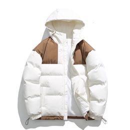 winter warm down jacket mens fashion bright short coat outdoor light waterproof white duck hooded parka men 240106