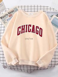 Women's Hoodies Sweatshirts American City Chicago Hoodies Women simple S-XXL Hoodie Loose Street High Quality Sweatshirt hip hop Casual Warm Tops Female