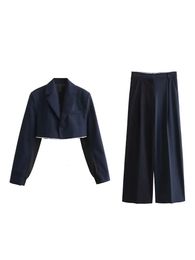 UNIZERA Autumn Women's Fashion Stripes Short Pilot Suit Coat High Waist Pants Fashion Set 240105