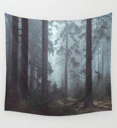 wood mist forest wall hanging cloth decorative scenery tapestry polyester nordic decor trendy printed tenture6021232