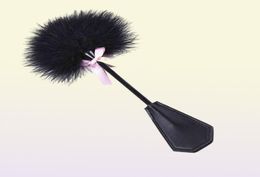 New Erotic Bdsm Feather Tickled Whip Bondage Punish Fetish Leather Spanking Paddle Play Flogger Lover Riding Crop Pony Sex Toy3676420