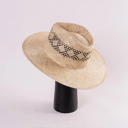 Berets 202401-hh5199A Drop Summer Light Handmade Sisal Grass Openwork Weaving Classic Fedoras Cap Men Women Panama Jazz Hat