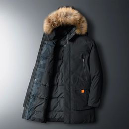 Mens Coat High Quality Thermal Down Jacket Thick Puffer Overcoat Winter Parka Men 90% White Duck Removable Cap 240106