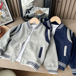 Boys patchwork colr sports jakcet fashion kids long sleeve baseball uniform 2024 spring children all-matching casual clothes Z6546