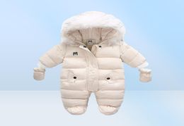Baby Girls Clothes Newborn Winter Thick boys Rompers Infant Costume Coat Fur collar Plus Velvet Toddler Romper 324 Monthes kg4492804869