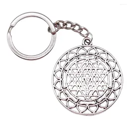 Keychains 1 Piece Jewellery Car Key Chain Party Gift 44x40mm Sri Yantra Pattern Charms Rings