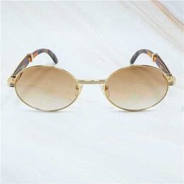 16% OFF Sunglasses Luxury Designer Men Women Round Metal Carter Colour Wood Eyewear Fashion Vintage Shades Gafas De Sol MujerKajia New