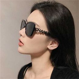 12% OFF Sunglasses New High Quality Fashion women's Asymmetrical hollowed out diamond inlaid letter temple CH5422 rectangular sunglasses