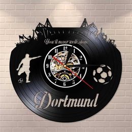 Dortmund City Skyline Wall Clock German States Football Stadium Fans Cellebration Wall Art Vinyl Record Wall Clock Y200109214r