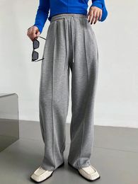 Women's Pants Soft Airy Layered Drawstring Sports For Women - Loose-Fitting Casual Elastic Waist Trousers With A Draped Wide-Leg Design