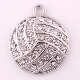 Pendant Necklaces Sports Style Volleyball Shape With Several Sparkling Beautiful Crystals Rhodium Plated Material Zinc Alloy Drop
